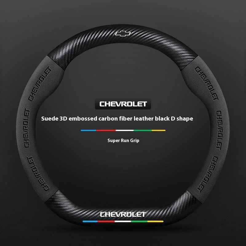 Capa de Volante em Camurça e Fibra de Carbono para Chevrolet – Antiderrapante Premium Esportiva