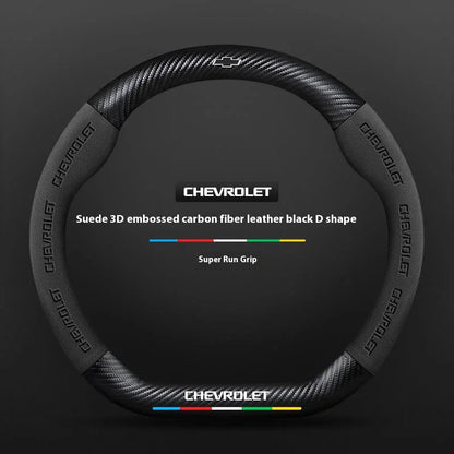 Capa de Volante em Camurça e Fibra de Carbono para Chevrolet – Antiderrapante Premium Esportiva