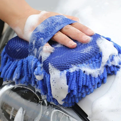 Luva de Microfibra Chenille para Lavagem Automotiva Kit 2 Peças