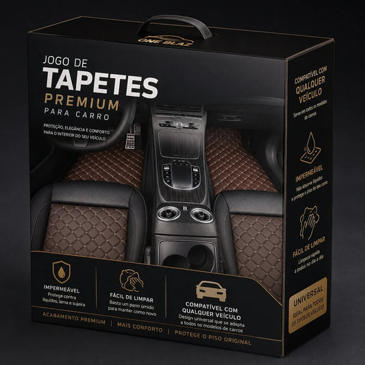 Tapete Automotivo Universal 5 Peças em PU Leather – Impermeável e Proteção Completa para Qualquer Veículo