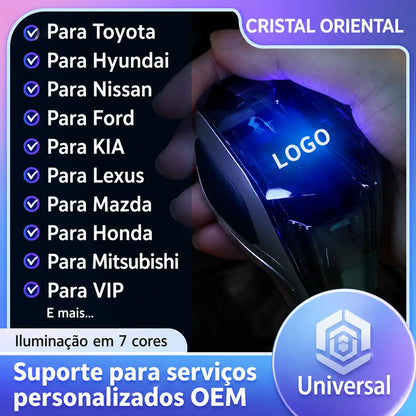 Manopla de Câmbio em Cristal com LED Recarregável Universal para Carros
